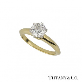 Tiffany & Co. 18k Yellow Gold RBC Diamond Ring 0.91ct H/VS1 B&P